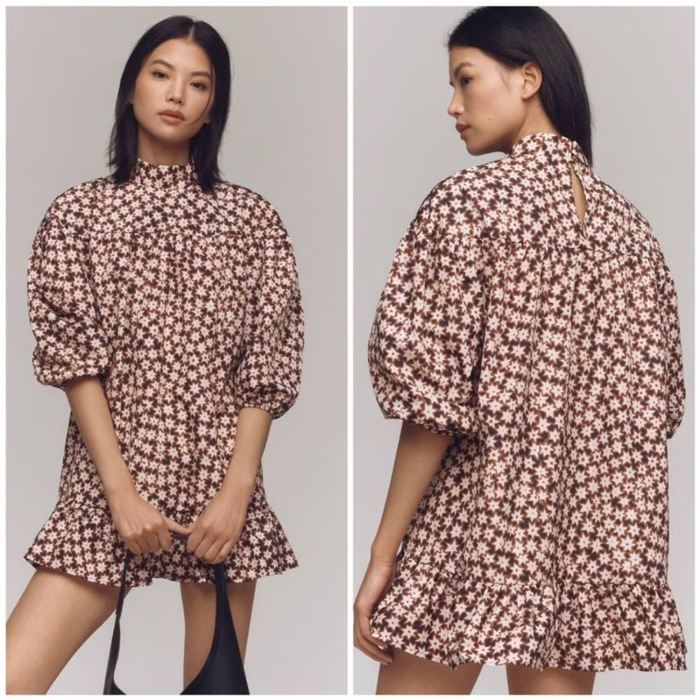NWT By Anthropologie Movk Neck Swing Mini dress Extra Small Petite NEW